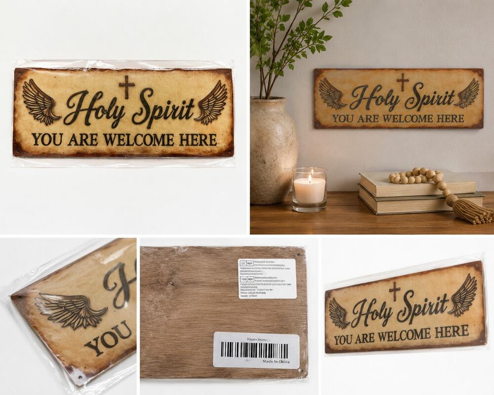 Holy Spirit “You Are Welcome Here” Rustic Wall Sign
